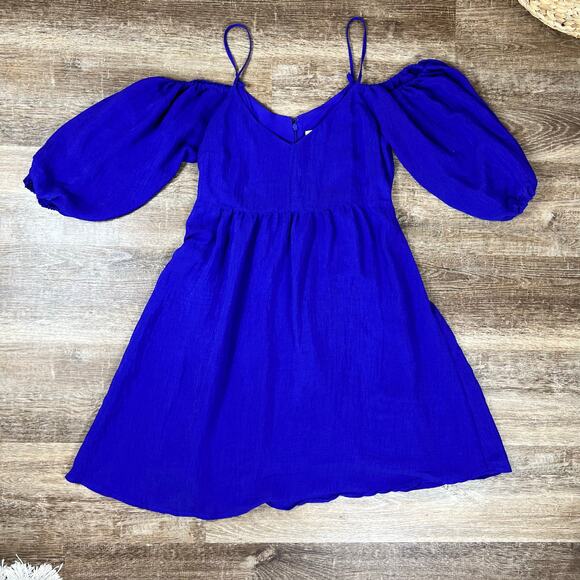 Anthropologie Moulinette Soeurs Women's Royal Blue Off Shoulder Dress - Picture 1 of 4
